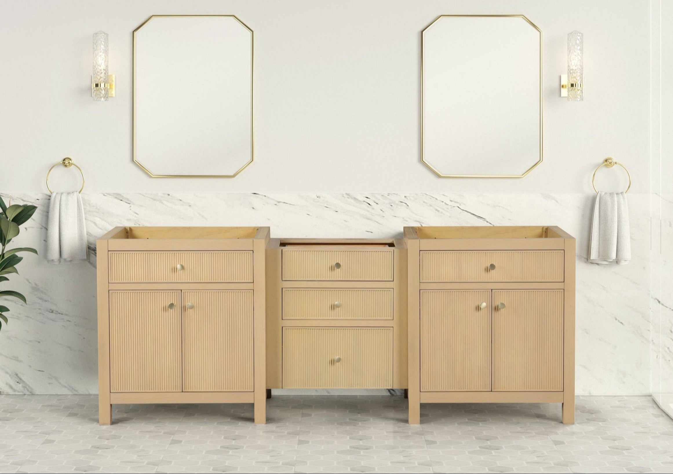 Bristol 84 Inch Vanity in Natural White Ash from ER Vanities
