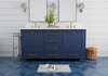 Solid Wood Frame Construction Windsor 71.5 in All Wood Vanity in Navy Blue - Cabinet Only