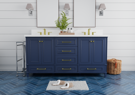 Solid Wood Frame Construction Windsor 71.5 in All Wood Vanity in Navy Blue - Cabinet Only