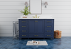 Solid Wood Frame Construction Windsor 59.5 Single in All Wood Vanity in Navy Blue - Cabinet Only