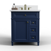 Solid Wood Frame Construction Kensington 29.5 Right Drawers in All Wood Vanity in Navy Blue - Cabinet Only