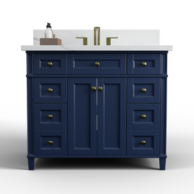 Solid Wood Frame Construction Kensington 41.5 in All Wood Vanity in Navy Blue - Cabinet Only