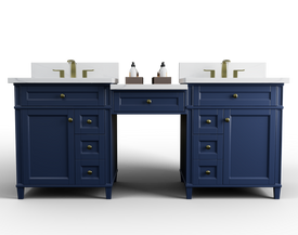 Solid Wood Frame Construction Kensington 84 in All Wood Vanity in Navy Blue - Cabinet Only