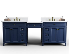 Solid Wood Frame Construction Kensington 96 inch All Wood Vanity in Navy Blue - Cabinet Only