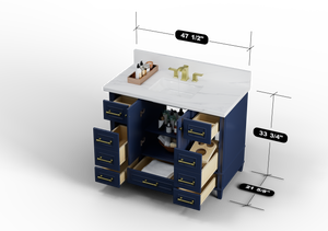 Windsor 47.5 in All Wood Vanity in Navy Blue - Cabinet Only
