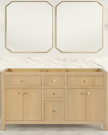 Bristol 59.5 in. Double Sink All Wood Vanity in Natural White Ash - Cabinet Only