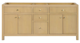 Solid Wood Frame Construction Bristol 71.5 in. Double Sink All Wood Vanity in Natural White Ash - Cabinet Only