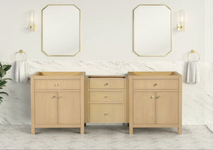 Bristol 84 in. (3 Drawer Bridge) All Wood Vanity in Natural White Ash - Cabinet Only