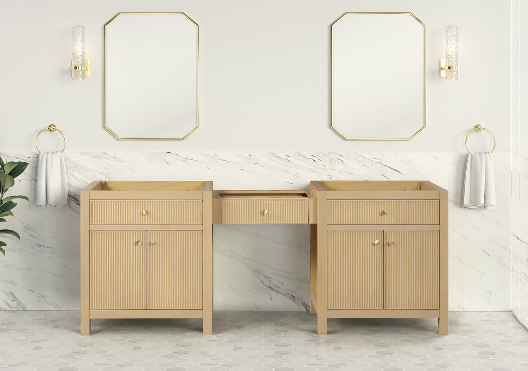 Bristol 84 in. (Make Up Bridge) All Wood Vanity in Natural White Ash - Cabinet Only