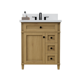 Solid Wood Frame Construction Kensington 29.5 Right Drawers in All Wood Vanity in Desert Oak - Cabinet Only