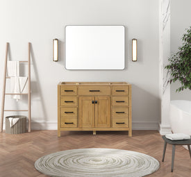 Solid Wood Frame Construction London 47.5 Inch- Single All Wood Bathroom Vanity in Desert Oak