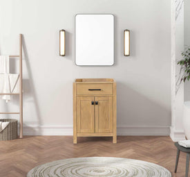 Solid Wood Frame Construction London 23.5 Inch- Single All Wood Bathroom Vanity in Desert Oak
