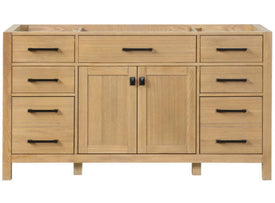 Solid Wood Frame Construction London 59.5 Inch Single All Wood Bathroom Vanity in Desert Oak