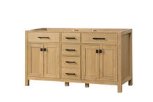 Load image into Gallery viewer, London 60 Inch All Wood Double Bathroom Vanity in Desert Oak with Solid Wood Frame Construction Tip Out Drawer