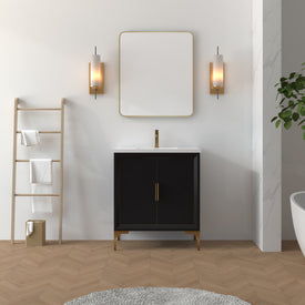 Solid Wood Frame Construction Oxford 29.5 Inch Bathroom Vanity in Black