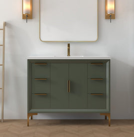 Solid Wood Frame Construction Oxford 41.5 Inch Bathroom Vanity in Sage Green