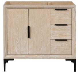 Solid Wood Frame Construction Oxford 35.5 Inch Bathroom Vanity in Whitewashed Ash