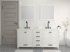 Solid Wood Frame Construction Windsor 71.5 in All Wood Vanity in White - Cabinet Only