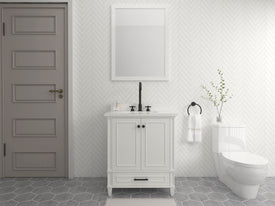 Solid Wood Frame Construction Windsor 29.5 in All Wood Vanity in Bright White - Cabinet Only