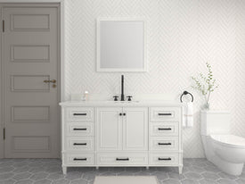 Solid Wood Frame Construction Windsor 59.5 Single in All Wood Vanity in Bright White - Cabinet Only
