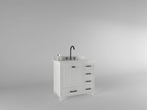Windsor 36 Right Drawers in All Wood Vanity in Bright White - Cabinet Only Ethan Roth