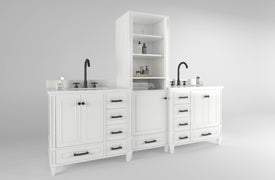 Solid Wood Frame Construction Windsor 95 inch All Wood Vanity in White - Cabinet Only