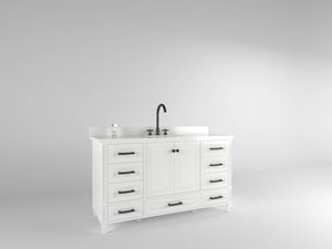 Windsor 60 Single in All Wood Vanity in Bright White - Cabinet Only Ethan Roth