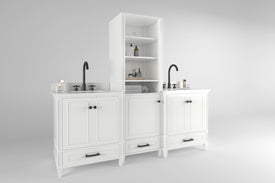 Solid Wood Frame Construction Windsor 84 in All Wood Vanity in White - Cabinet Only
