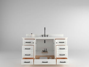 Windsor 60 Single in All Wood Vanity in Bright White - Cabinet Only Ethan Roth