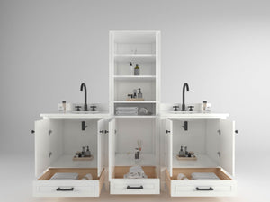 Windsor 84 in All Wood Vanity in White - Cabinet Only Ethan Roth