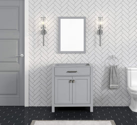 Solid Wood Frame Construction London 29.5 Inch- Single All Wood Bathroom Vanity in Metal Gray