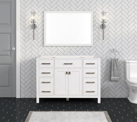 Solid Wood Frame Construction London 47.5 Inch- Single All Wood Bathroom Vanity in Bright White